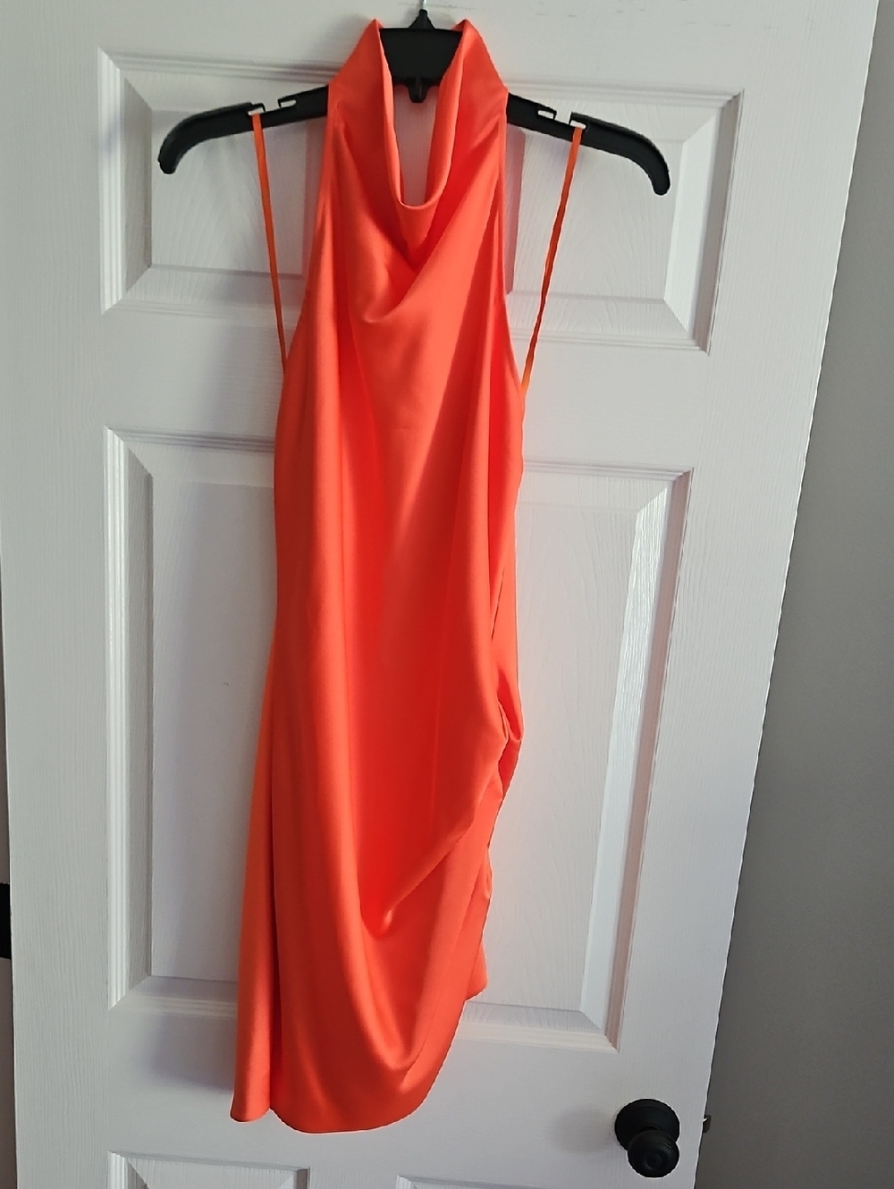NWT Gianni Bini Peyton Satin Mini Sheath Dress: Color- Mandarin: Size- 6 - Picture 3 of 12